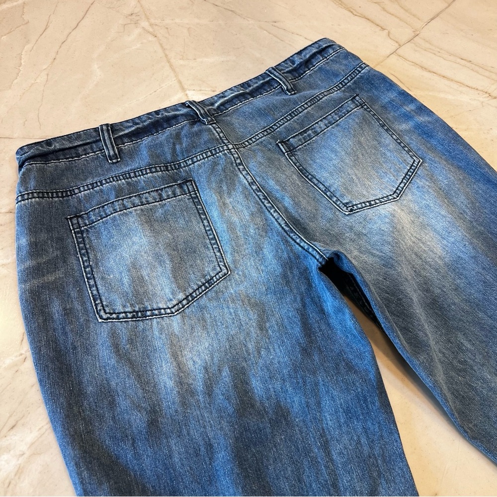 High Rise Wide Leg Jeans XL Patch Pocket Stretch Denim 90s Sailor NWT - Picture 15 of 17